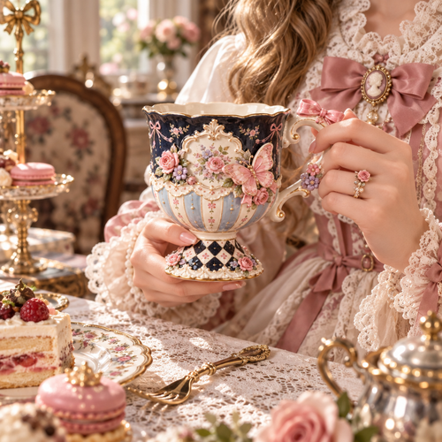 Qunzelaviro Midnight Butterfly Pedestal Mug — product view 1