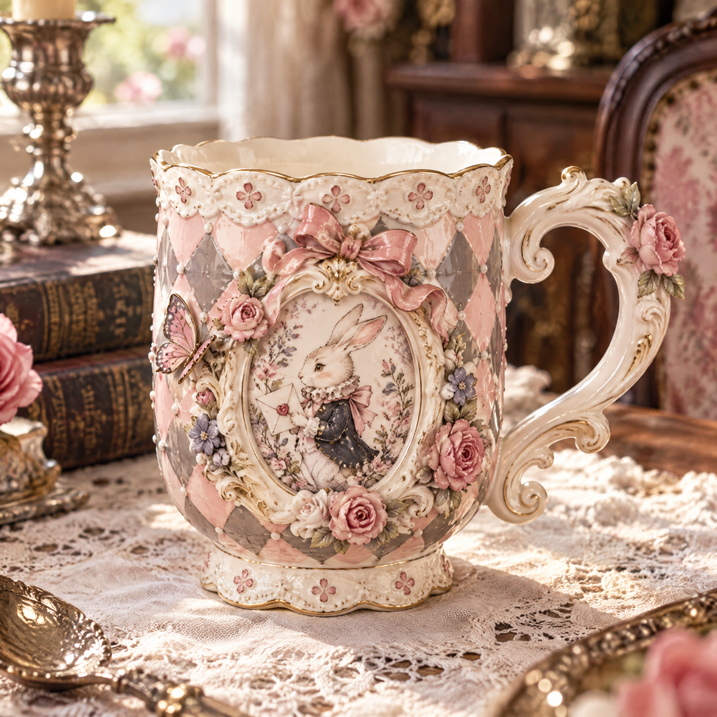 Qunzelaviro Storybook Rabbit Cameo Mug — product view 2