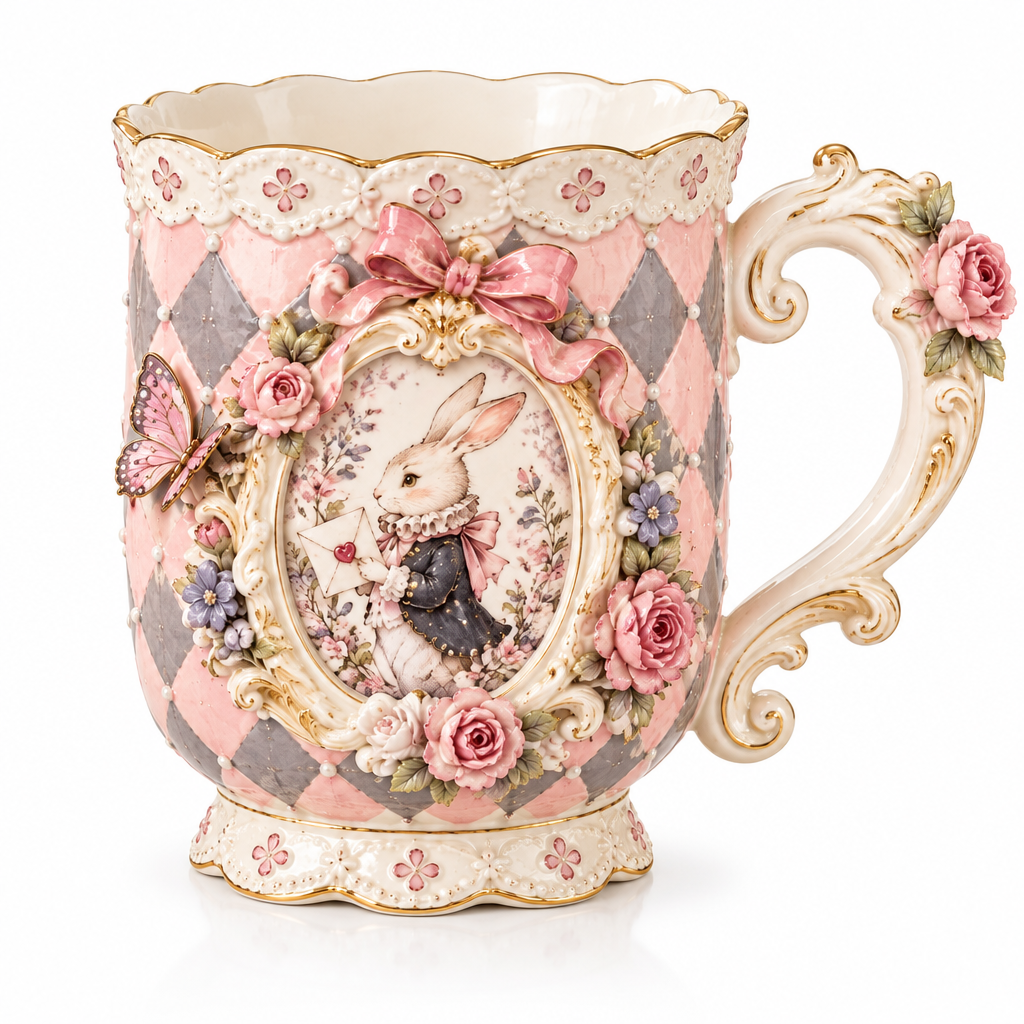 Qunzelaviro Storybook Rabbit Cameo Mug — product view 4
