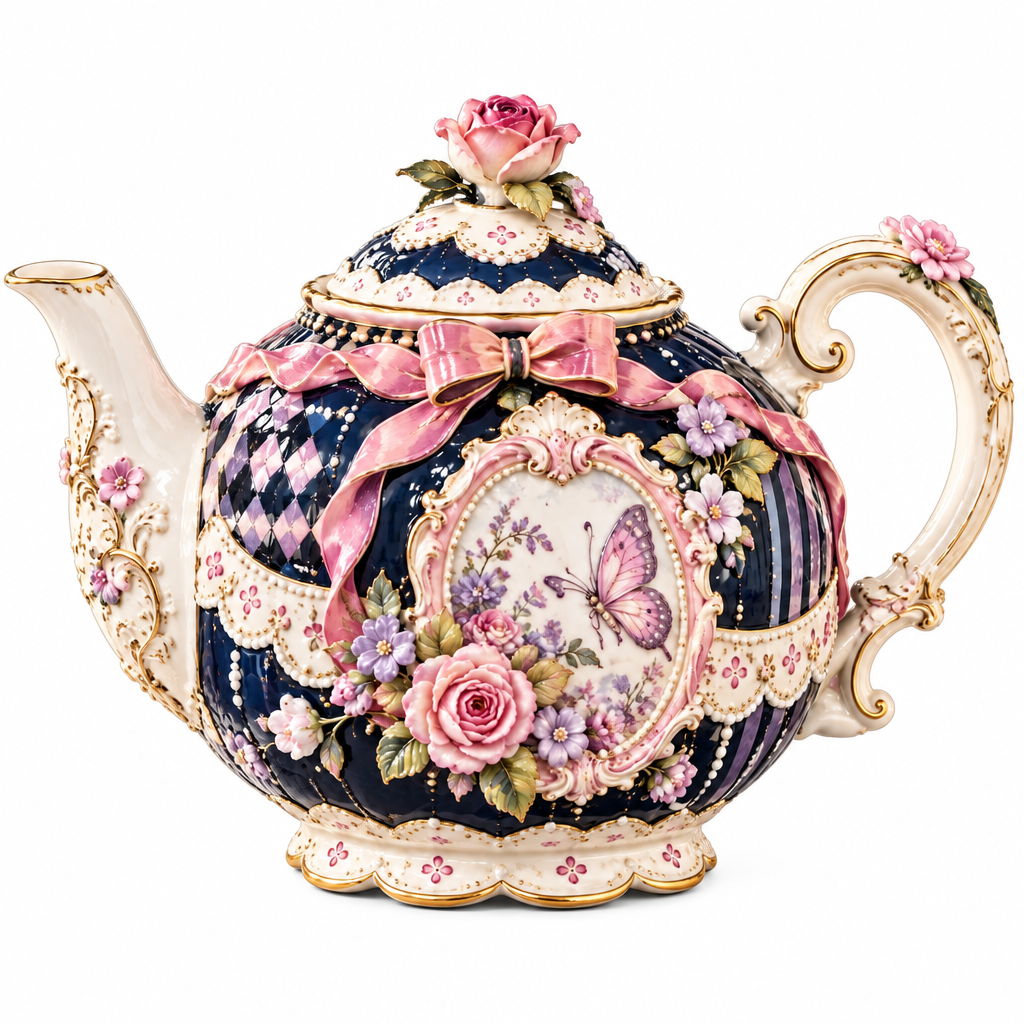 Qunzelaviro Midnight Butterfly Round Teapot — product view 4