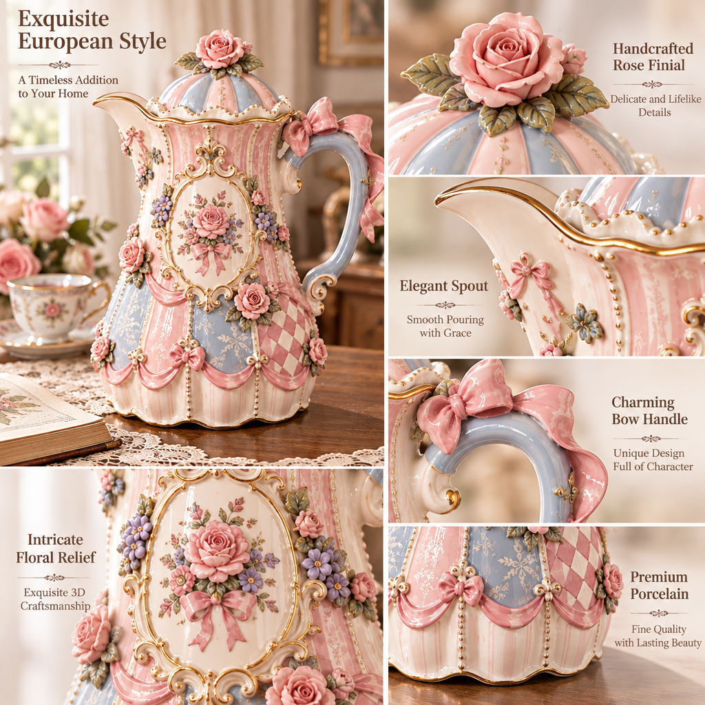 Qunzelaviro Pastel Rose Tall Coffee Pot — product view 3