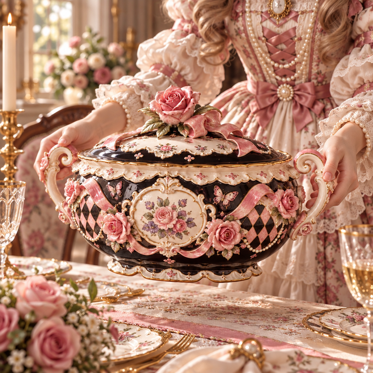 Qunzelaviro Midnight Rose Covered Tureen — product view 1
