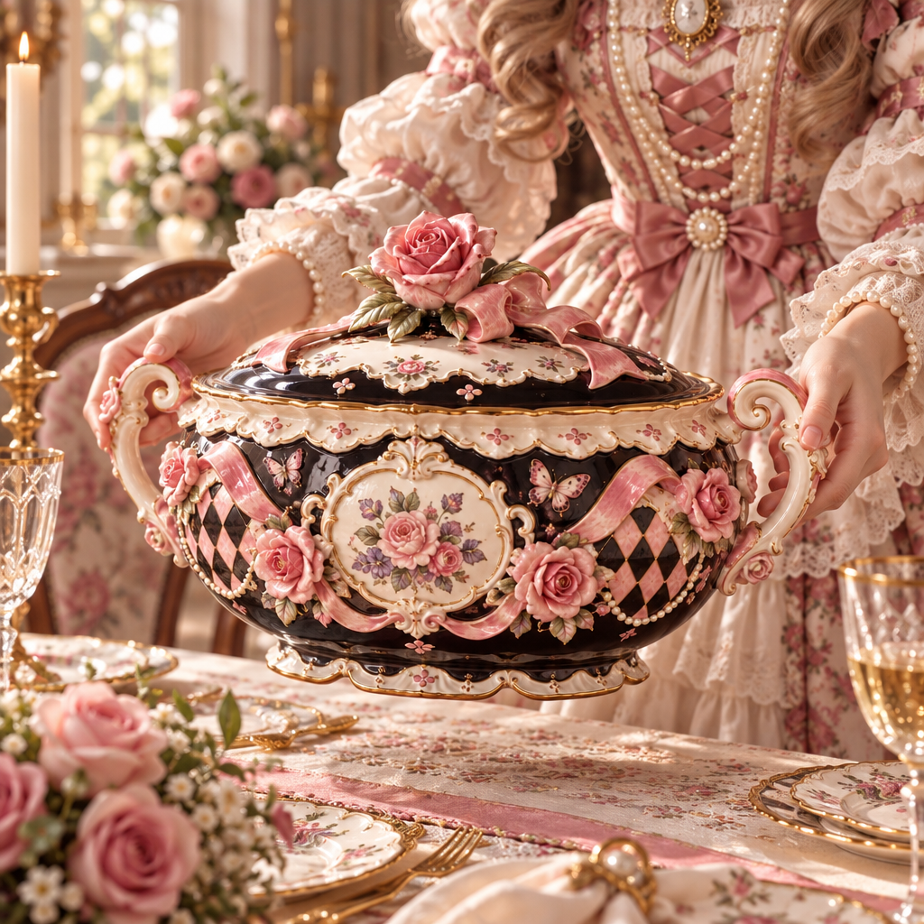Qunzelaviro Midnight Rose Covered Tureen — product view 1