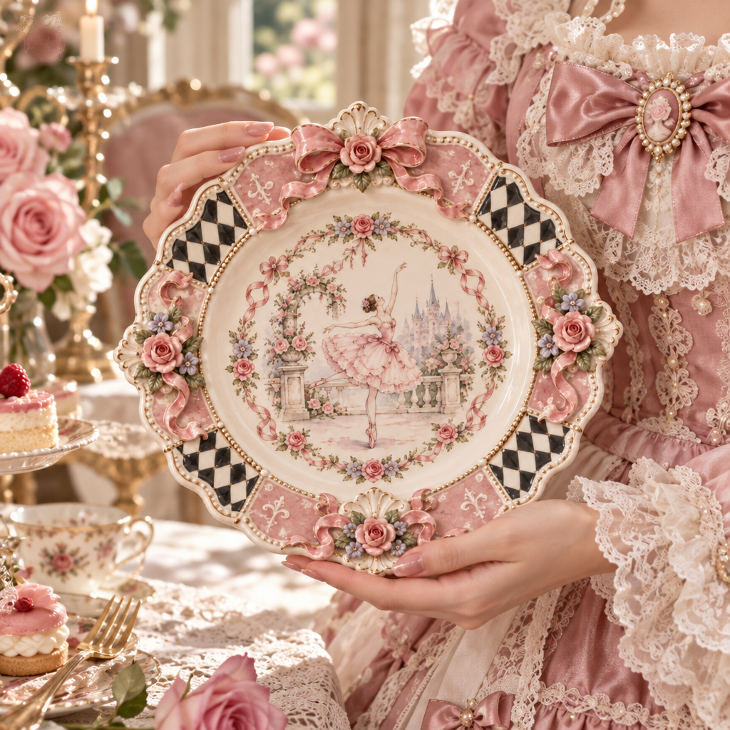 Qunzelaviro Rose Garden Scalloped Plate — product view 1