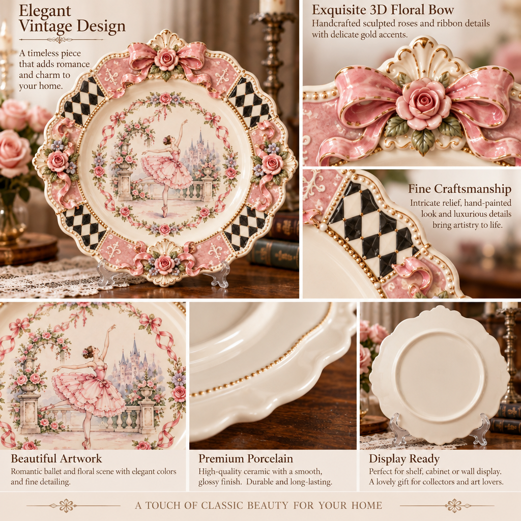 Qunzelaviro Rose Garden Scalloped Plate — product view 3