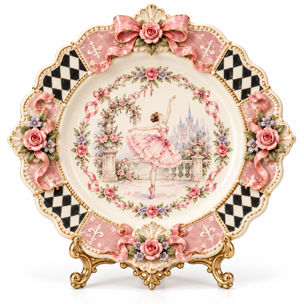Qunzelaviro Rose Garden Scalloped Plate — product view 4