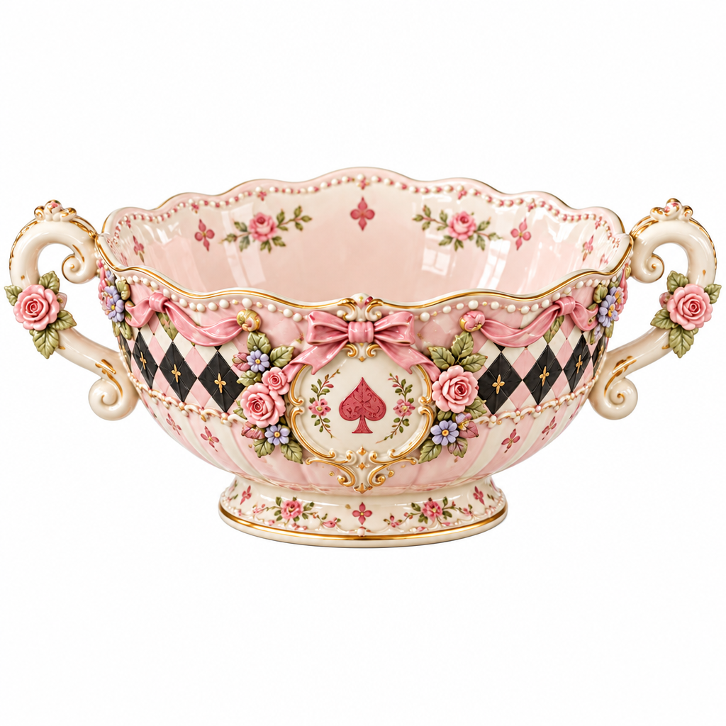 Qunzelaviro Rose & Spade Double-Handle Serving Bowl — product view 4