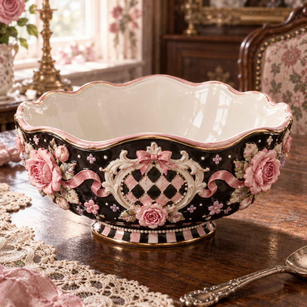 Qunzelaviro Midnight Rose Pedestal Serving Bowl — product view 2