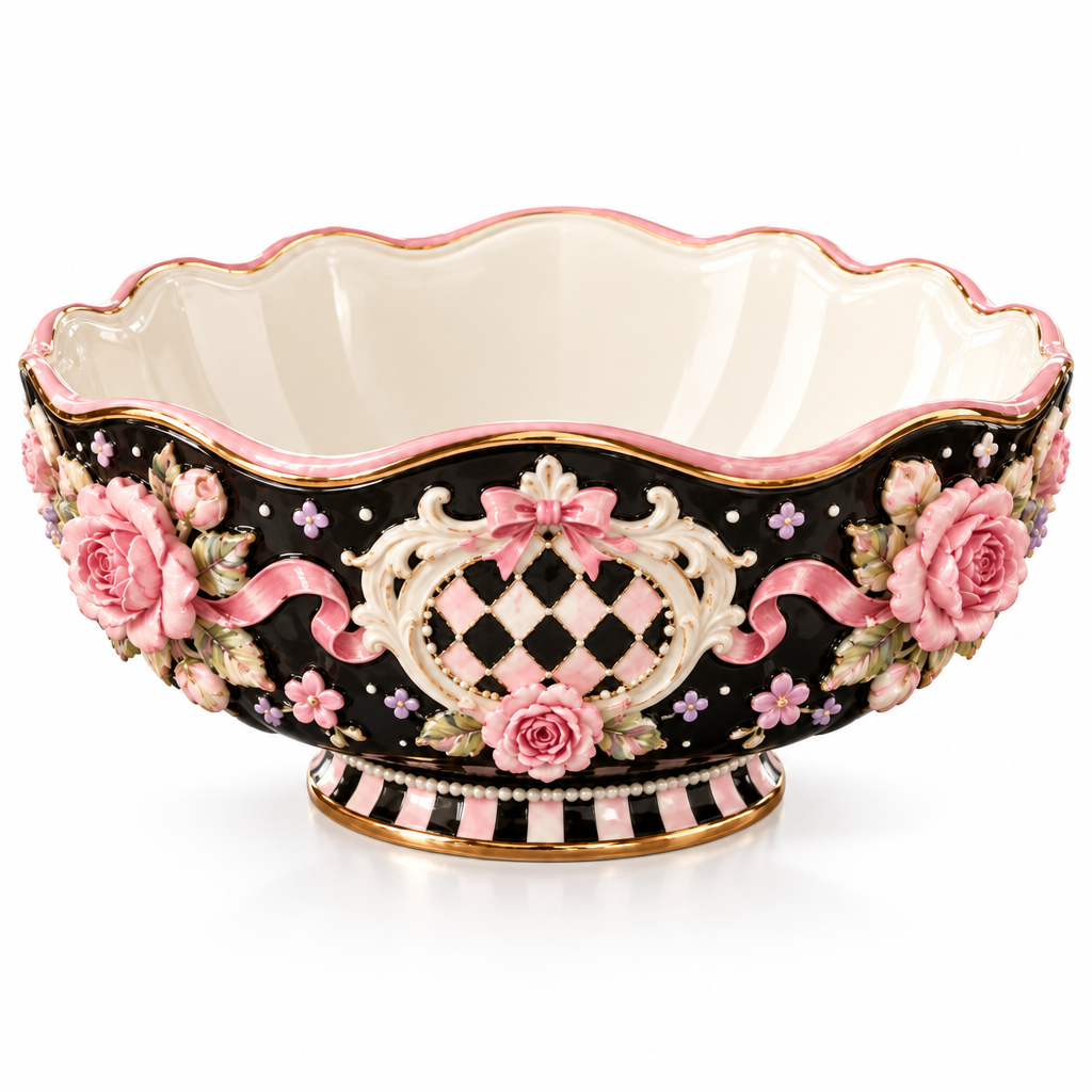 Qunzelaviro Midnight Rose Pedestal Serving Bowl — product view 4