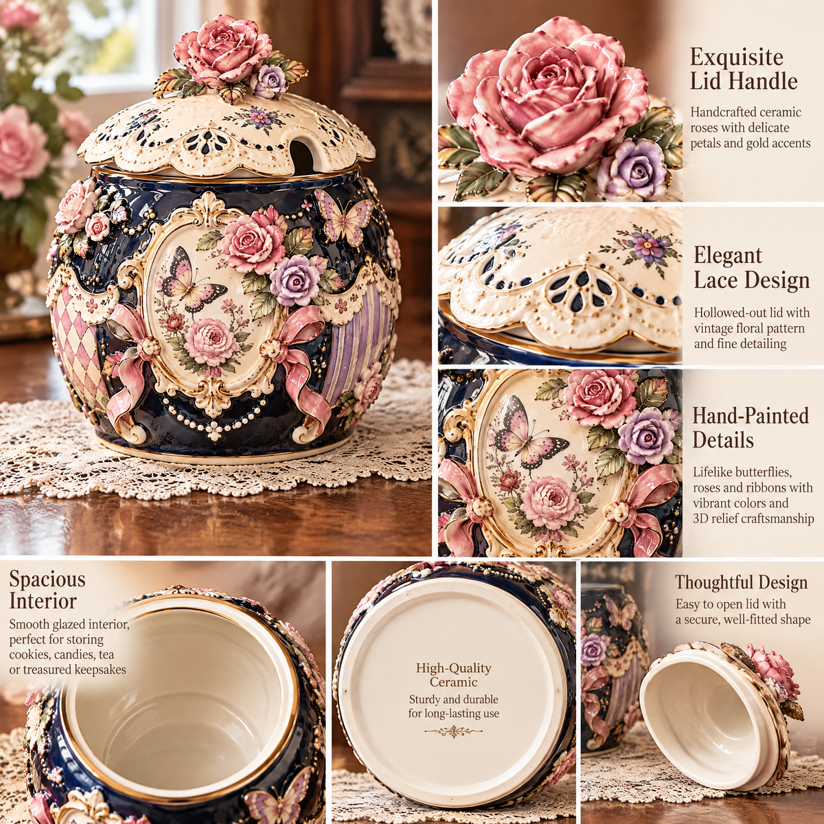 Qunzelaviro Midnight Butterfly Pierced-Lid Jar — product view 2