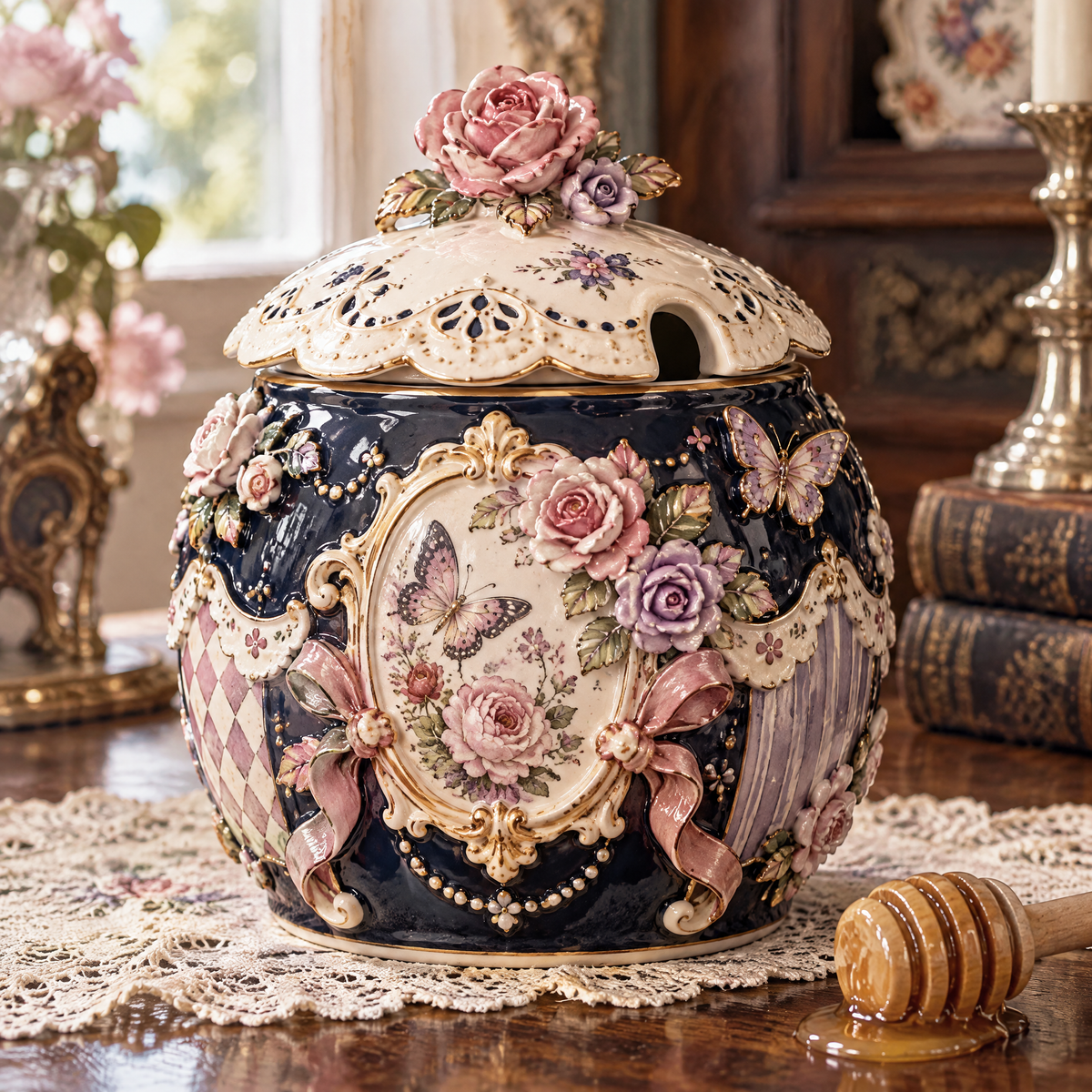 Qunzelaviro Midnight Butterfly Pierced-Lid Jar — product view 4